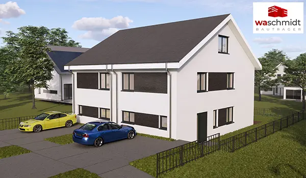 Visualisierung Doppelhaus mit Satteldach, Frontansicht