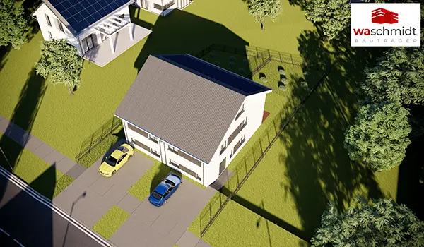 Visualisierung Doppelhaus mit Satteldach, Draufsicht