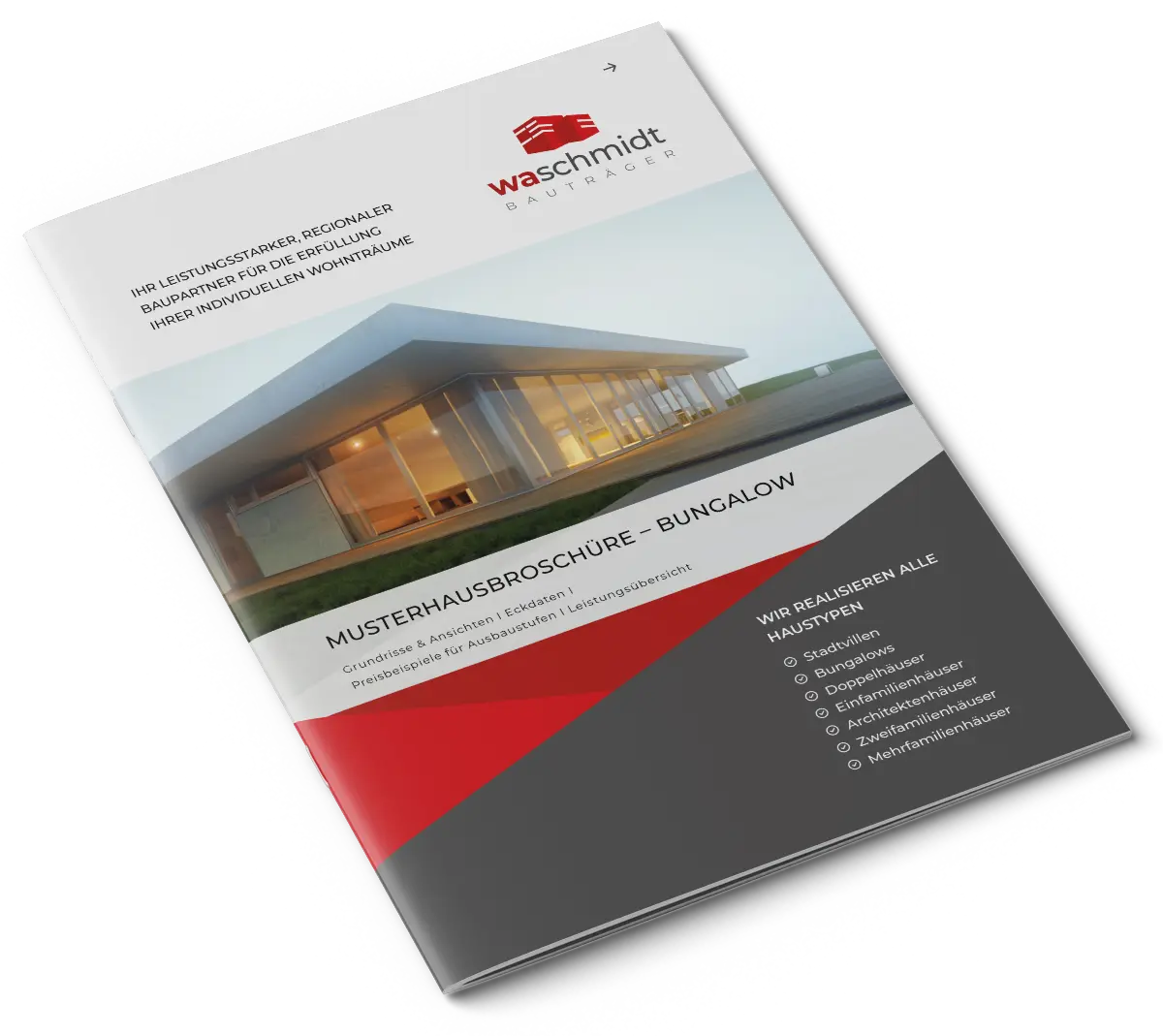 Musterhausbroschüre von W&A Schmidt zum Thema Bungalow.