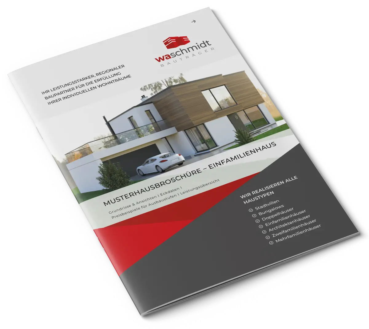 Musterhausbroschüre von W&A Schmidt zum Thema Einfamilienhaus